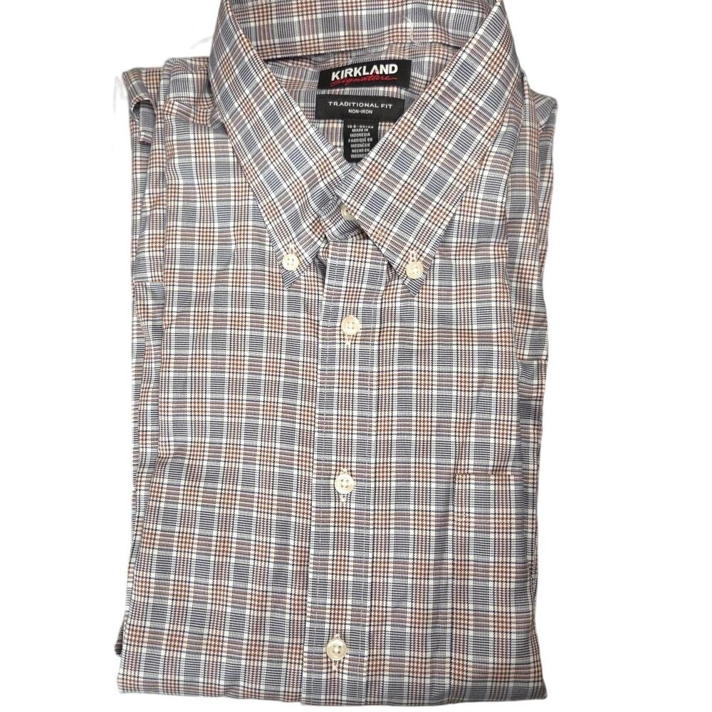 Men's sz. 16.5 Shirt Long Sleeves New w/o Tags Gray Rust No Iron